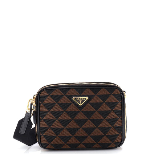 PRADA Symbole Zip Around Shoulder Bag Jacquard