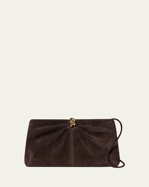 Corrine Pleated Suede Clutch Bag