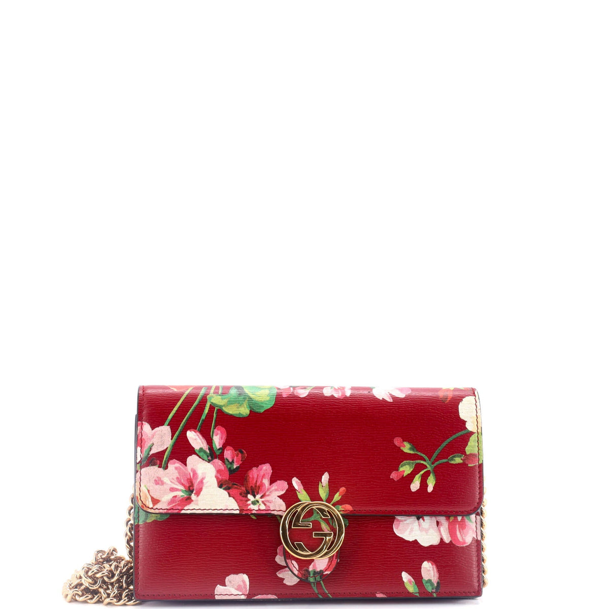Gucci GUCCI Icon Wallet on Chain Blooms Print Leather