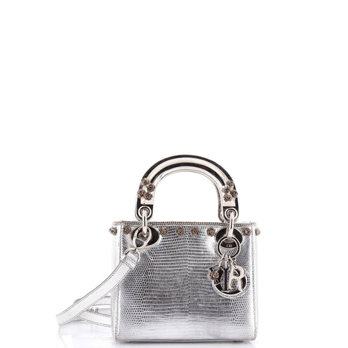 Lady Dior Bag Lizard with Metal Applique Mini