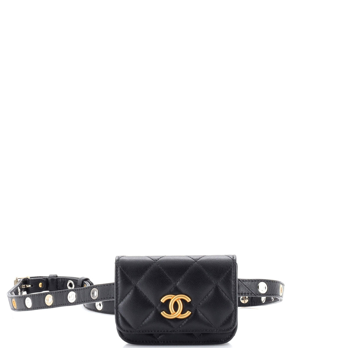 Chanel CHANEL CC Flap Double Chain Belt Bag Quilted Goatskin Mini