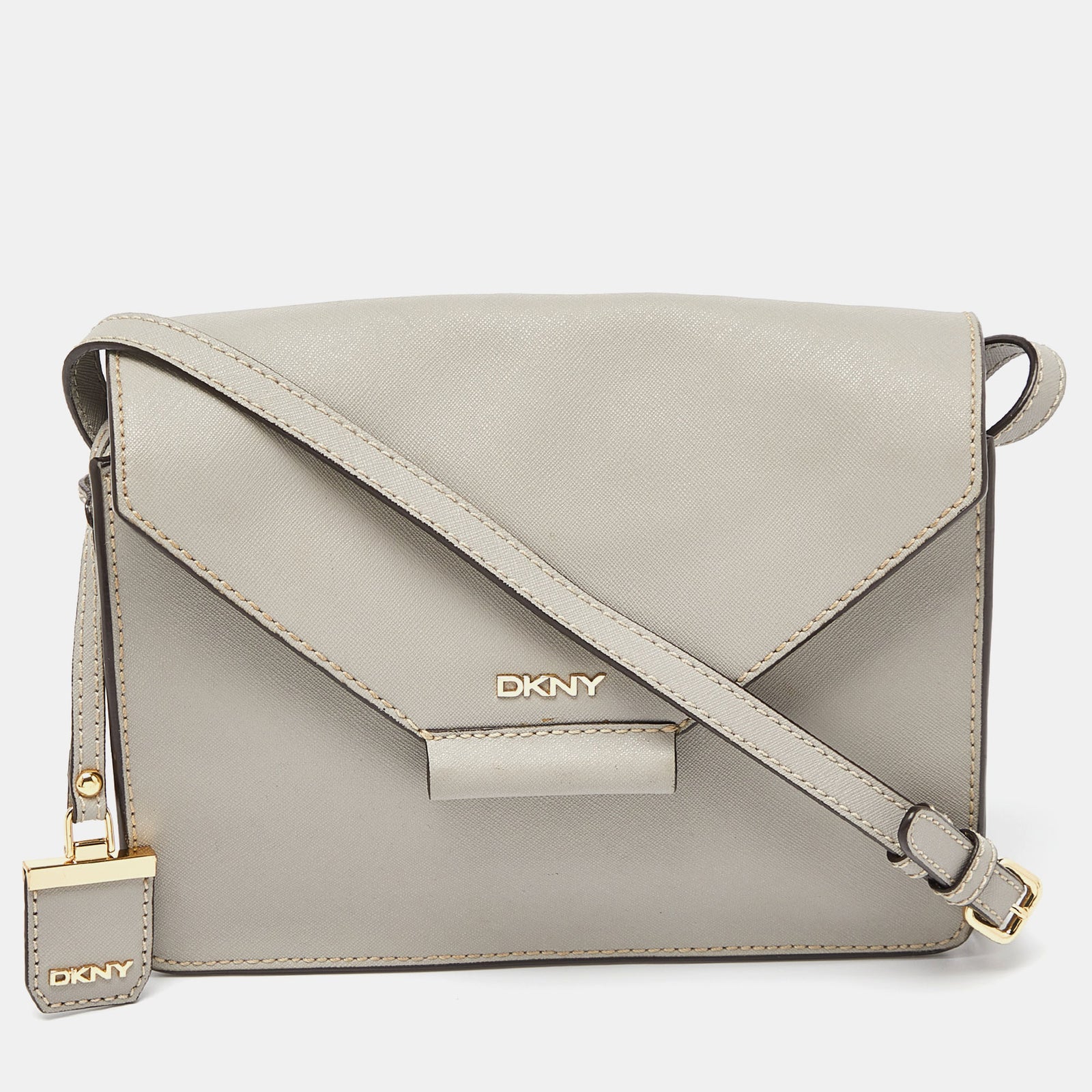 DKNY DKNY Grey Leather Flap Crossbody Bag