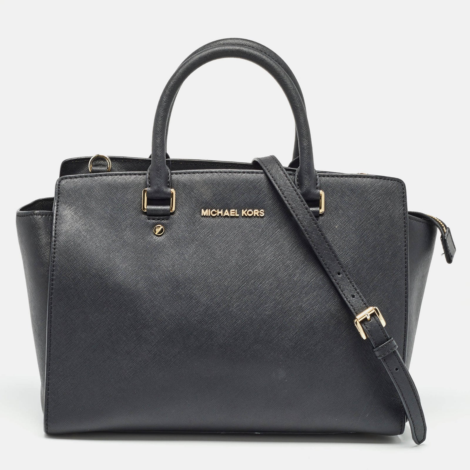 Michael Kors Black Saffiano Leather Large Selma Satchel