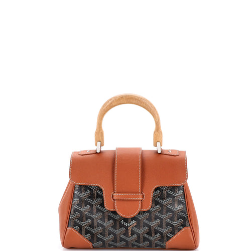 GOYARD Saigon Top Handle Bag Coated Canvas with Leather Mini