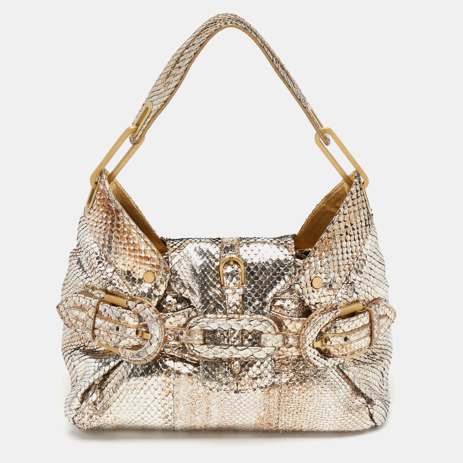 Jimmy Choo Gold/Silver Snakeskin Small Tulita Shoulder Bag