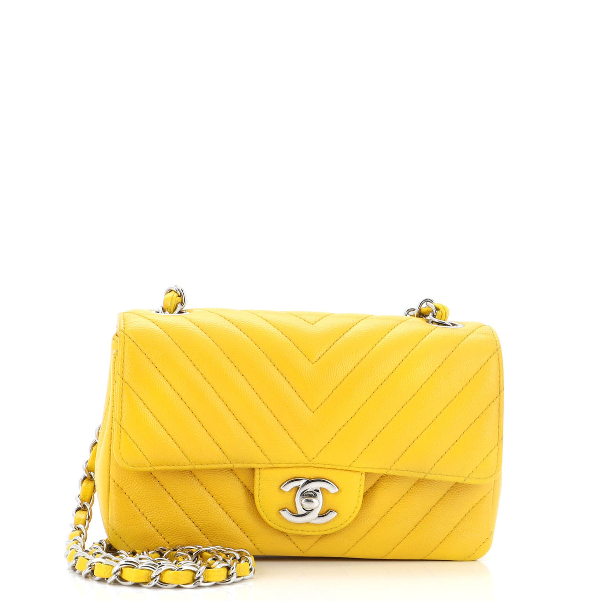 Chanel CHANEL Classic Single Flap Bag Chevron Caviar Mini