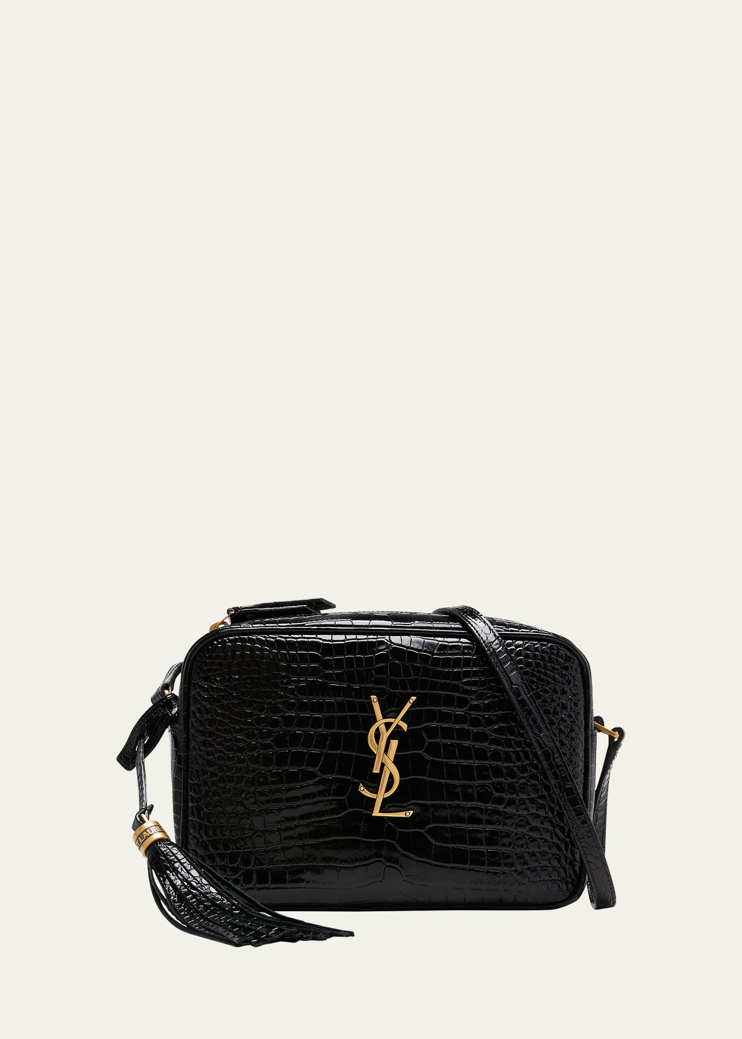 Boss Lou Medium YSL Camera Bag with Tassel in Croc Embossed Leather