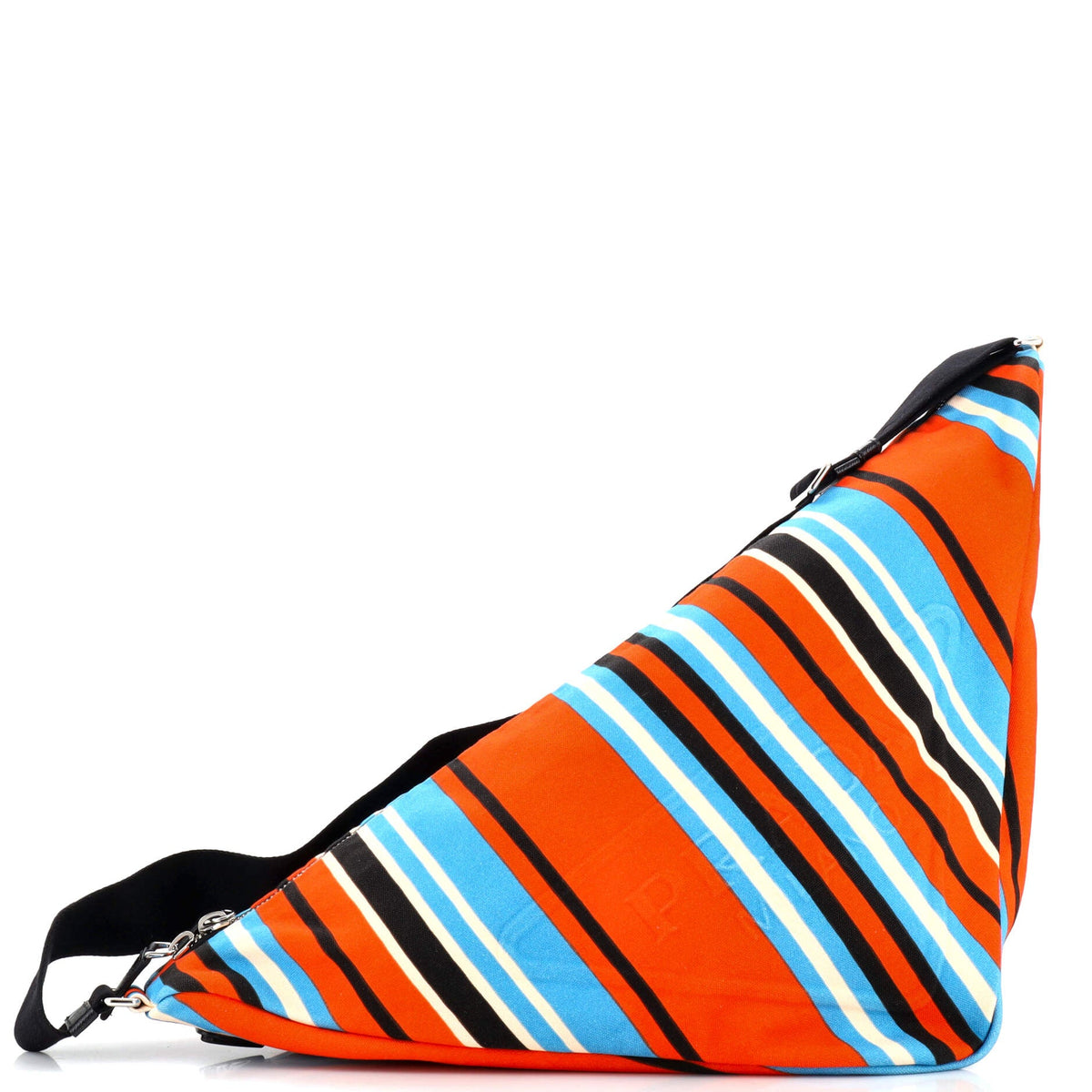 Prada PRADA Triangle Logo Zip Crossbody Bag Printed Canvas Large