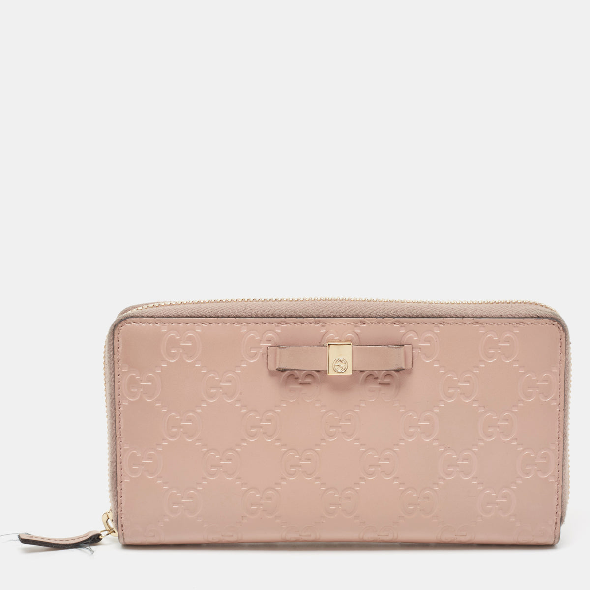 Gucci Beige Guccissima Leather Zip Around Continental Wallet