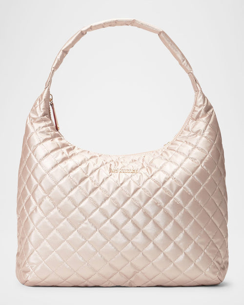 MLarge Quilted Nylon Shoulder Bag