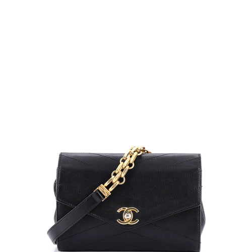 CHANEL Coco Chevron Waist Bag Stitched Calfskin