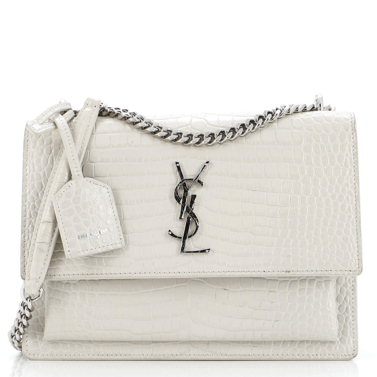 Saint Laurent Sunset Crossbody Bag Crocodile Embossed Leather Medium