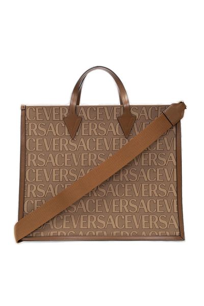 Versace Men's Allover Tote Bag in Beige | 10089131A07951 Color 2N24V