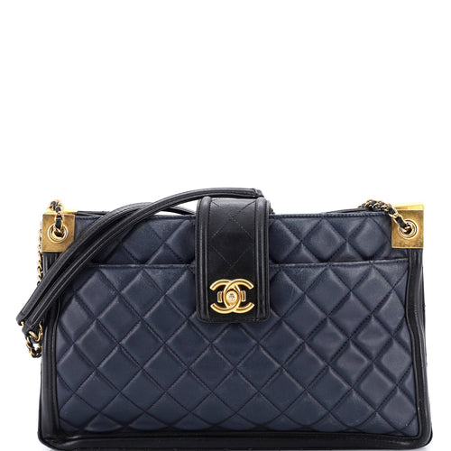 CHANEL Elegant CC Tote Quilted Lambskin Large