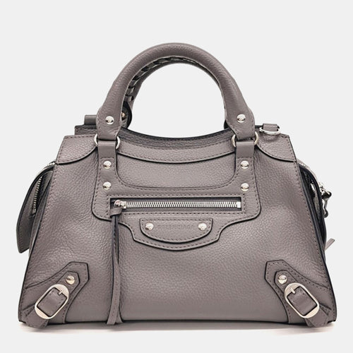 Grey Leather Neo Classic XS Top Handle Bag