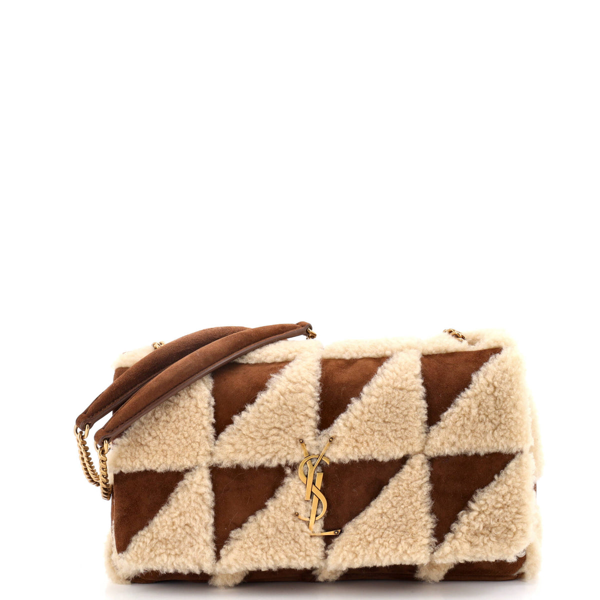 Saint Laurent Jamie Flap Bag Quilted Suede and Shearling Medium