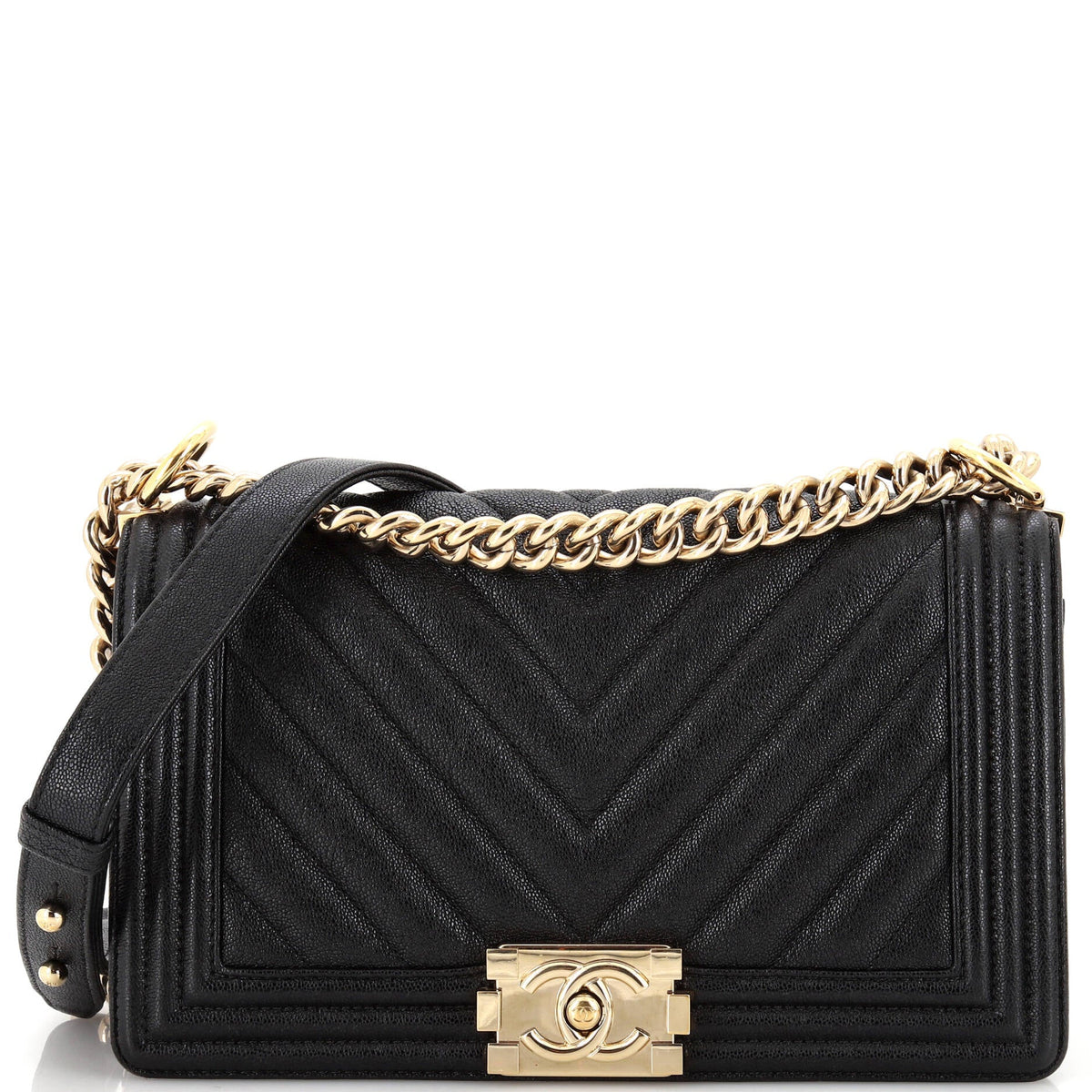 Chanel CHANEL Boy Flap Bag Chevron Goatskin Old Medium