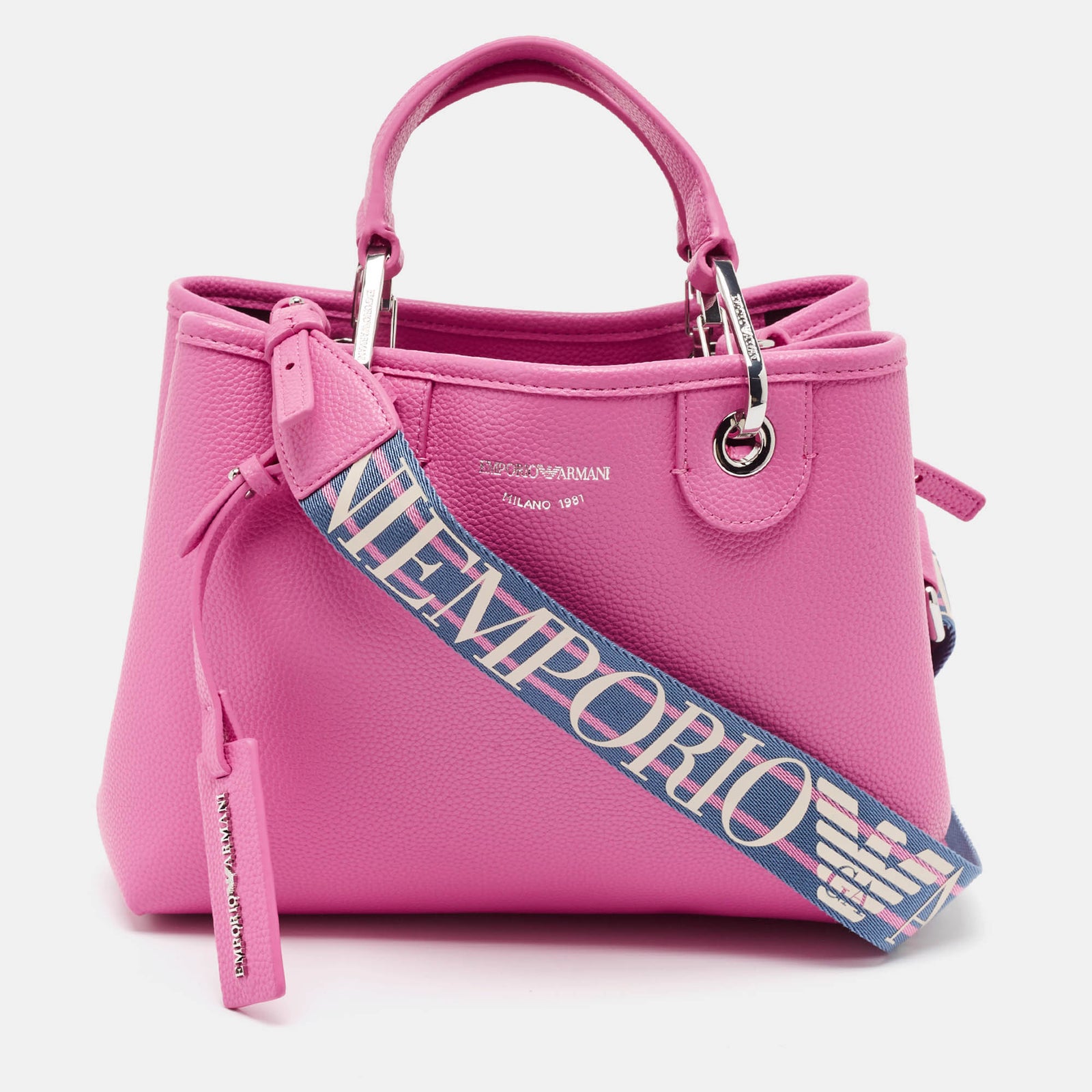 Emporio Armani Pink Leather Small MyEA Shopper Tote