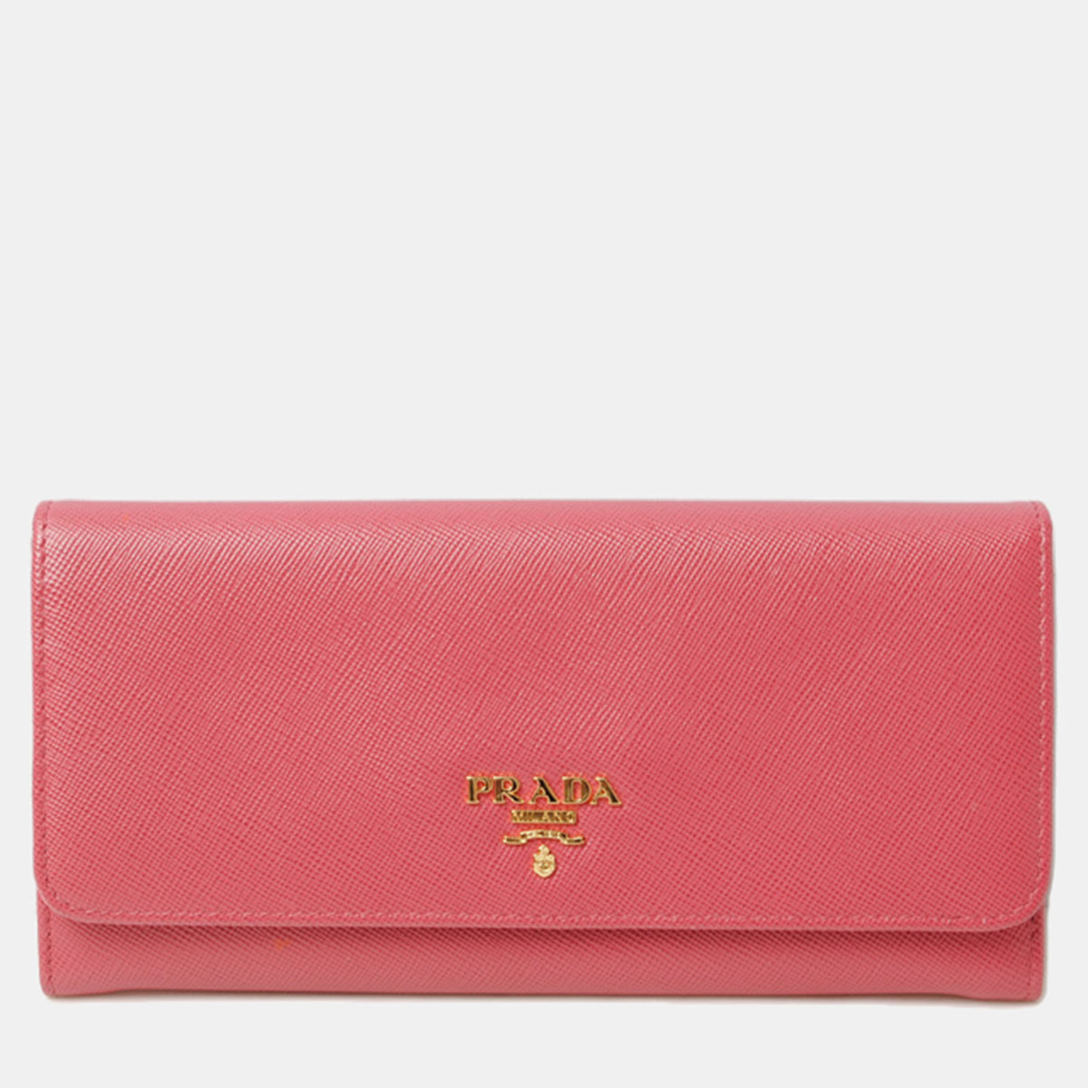 Prada Pink Saffiano Leather  Metal Long Wallet