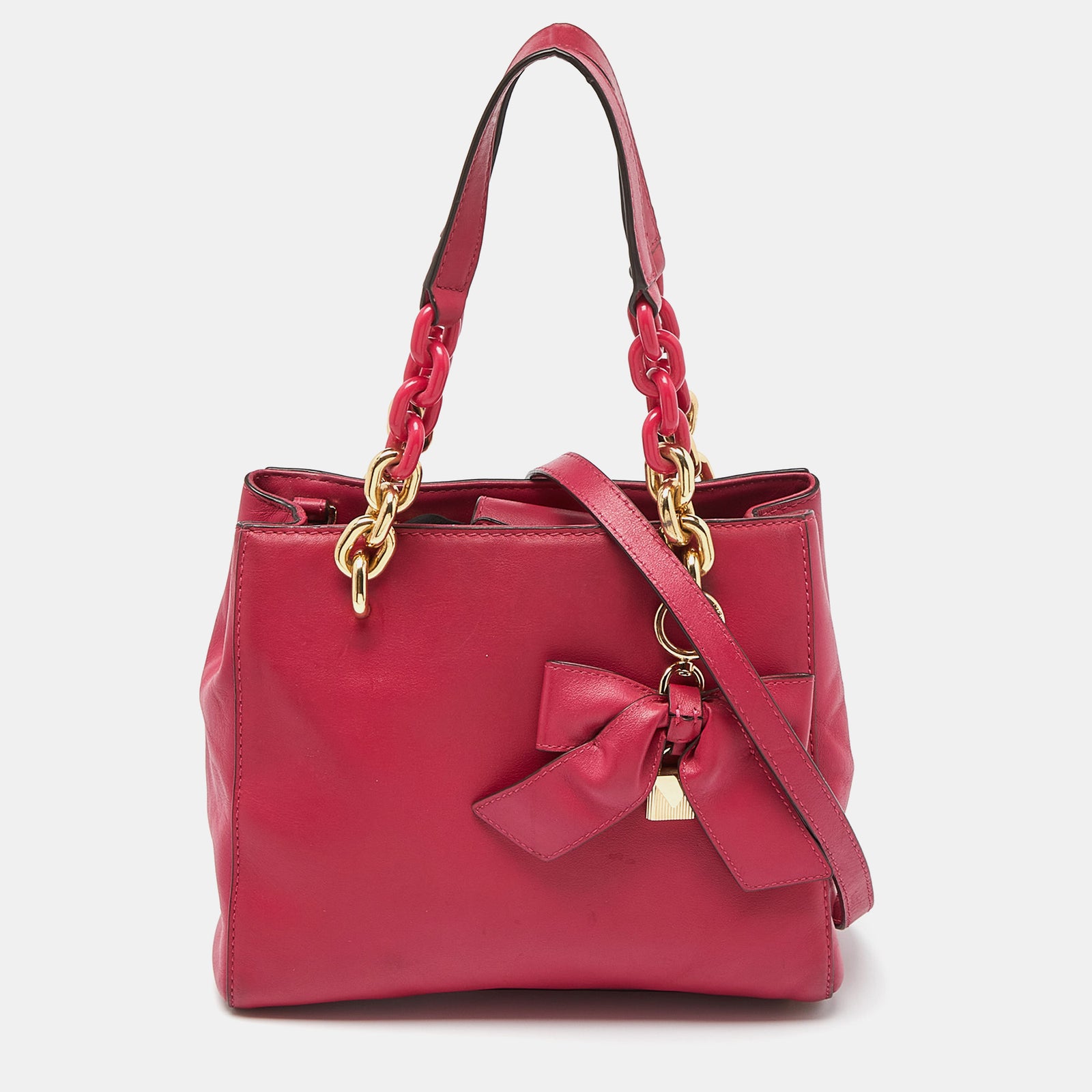 Michael Kors MICHAEL Pink Leather Mini Cynthia Bow Tote