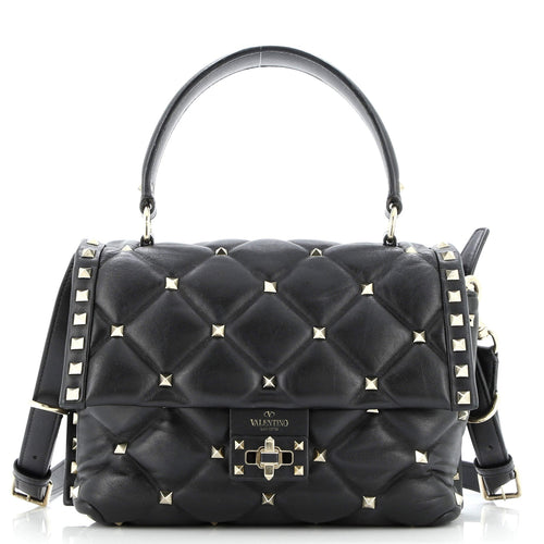 VALENTINO GARAVANI Candystud Top Handle Bag Leather Medium