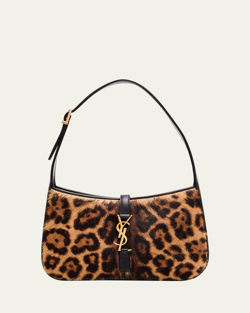 Le 5 A 7 Shoulder Bag in Leopard-Print Calf Hair