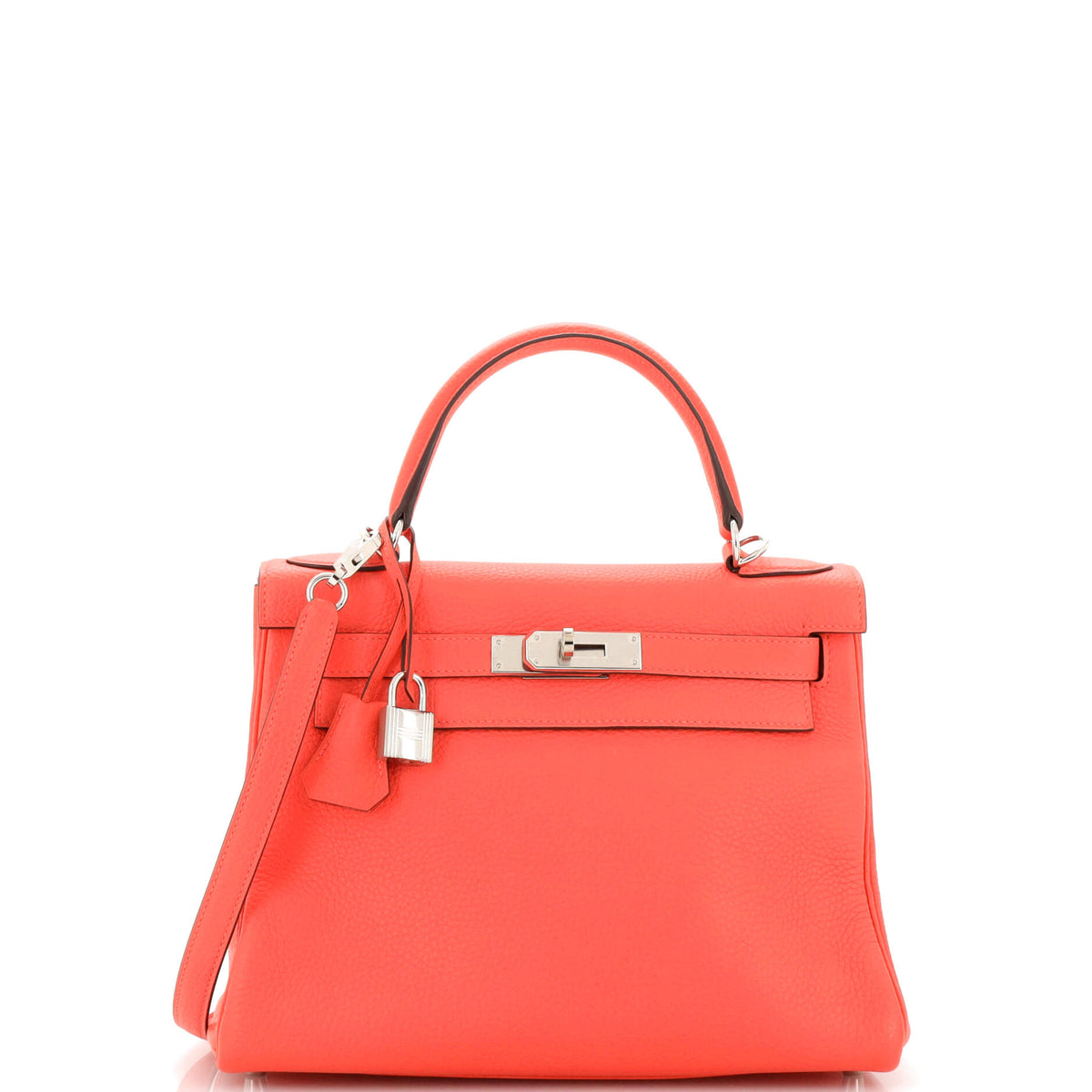 Hermès Kelly Handbag Rose Texas Clemence with Palladium Hardware 28