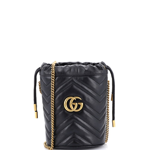 GUCCI GG Marmont Bucket Bag Matelasse Leather Mini