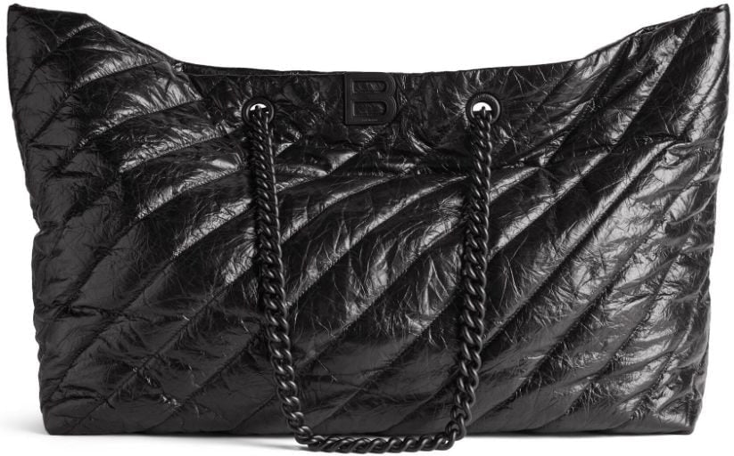 Balenciaga Women's Carry All Crush Leather Tote in Black | 7717182AAWW Color 1000