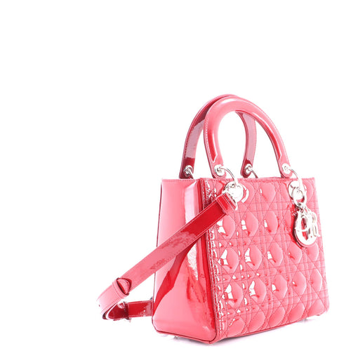 Lady Dior Bag Cannage Quilt Patent Medium
