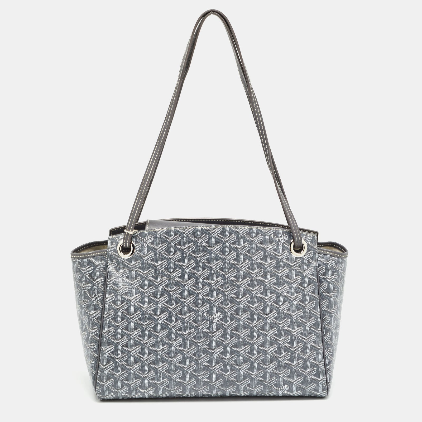 Goyard Grey Goyardine Coated Canvas and Leather Rouette PM Bag