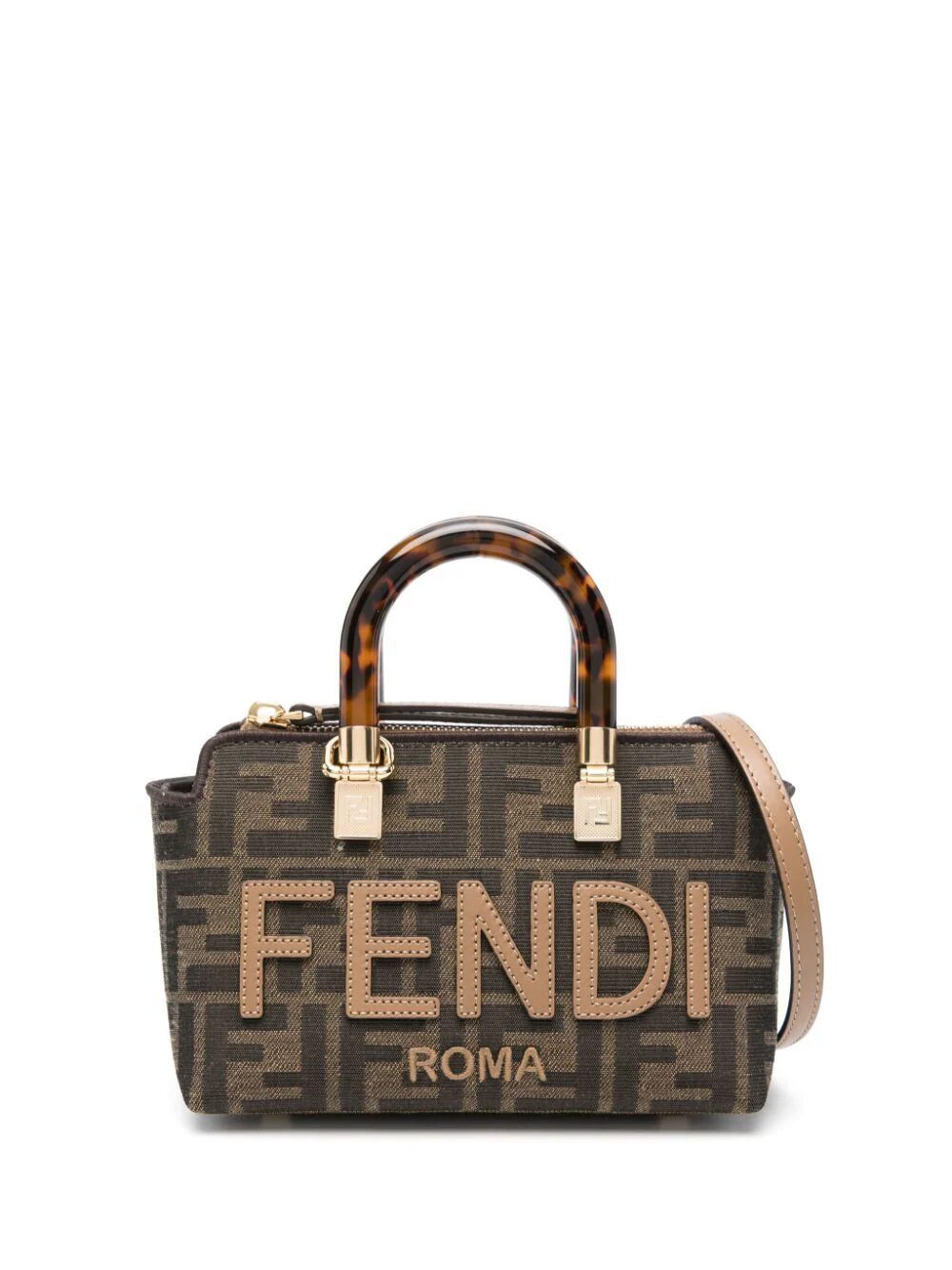 Fendi Women's Mini Btw With H Jacquard Ff in Tabnrsand | 8BS067ANX0