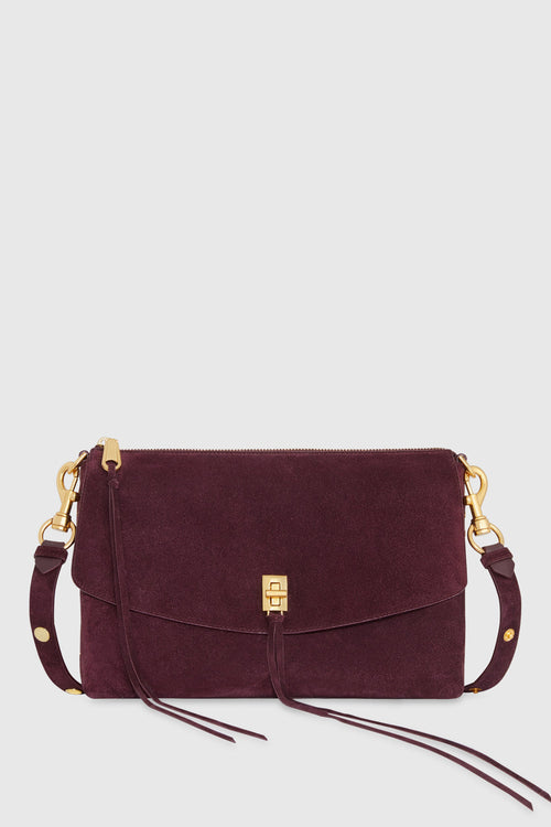 Darren Top Zip Shoulder Bag In Garnet/Antique Brass