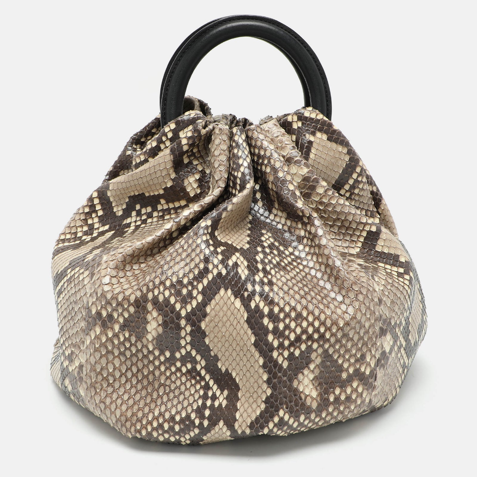 Loewe Braun/beige Bounce Bucket Bag aus Pythonleder