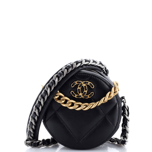CHANEL 19 Round Clutch with Chain Quilted Leather