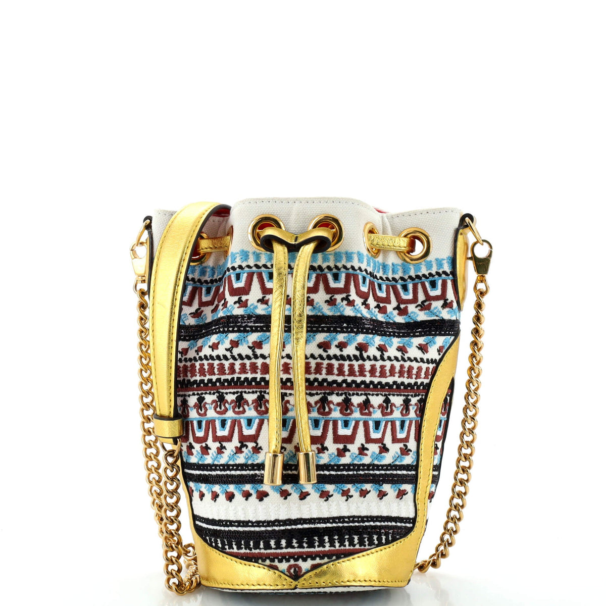Christian Louboutin Loubiphore Bucket Bag Embroidered Canvas