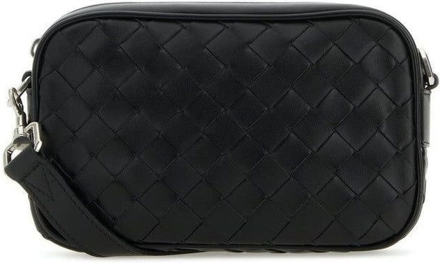 Bottega Veneta Men's Leather Mini Camera Bag in Black | 765911V2HL1 Color 8803