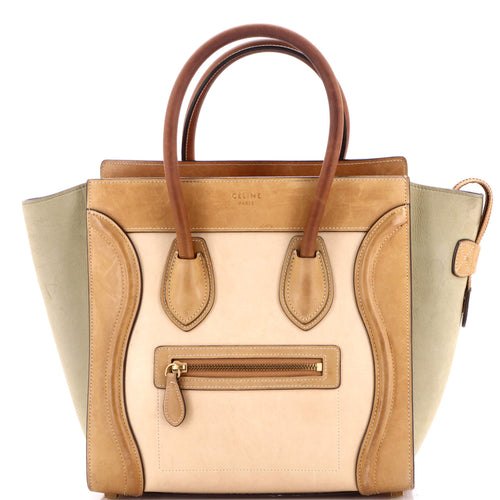 CELINE Tricolor Luggage Bag Leather Micro