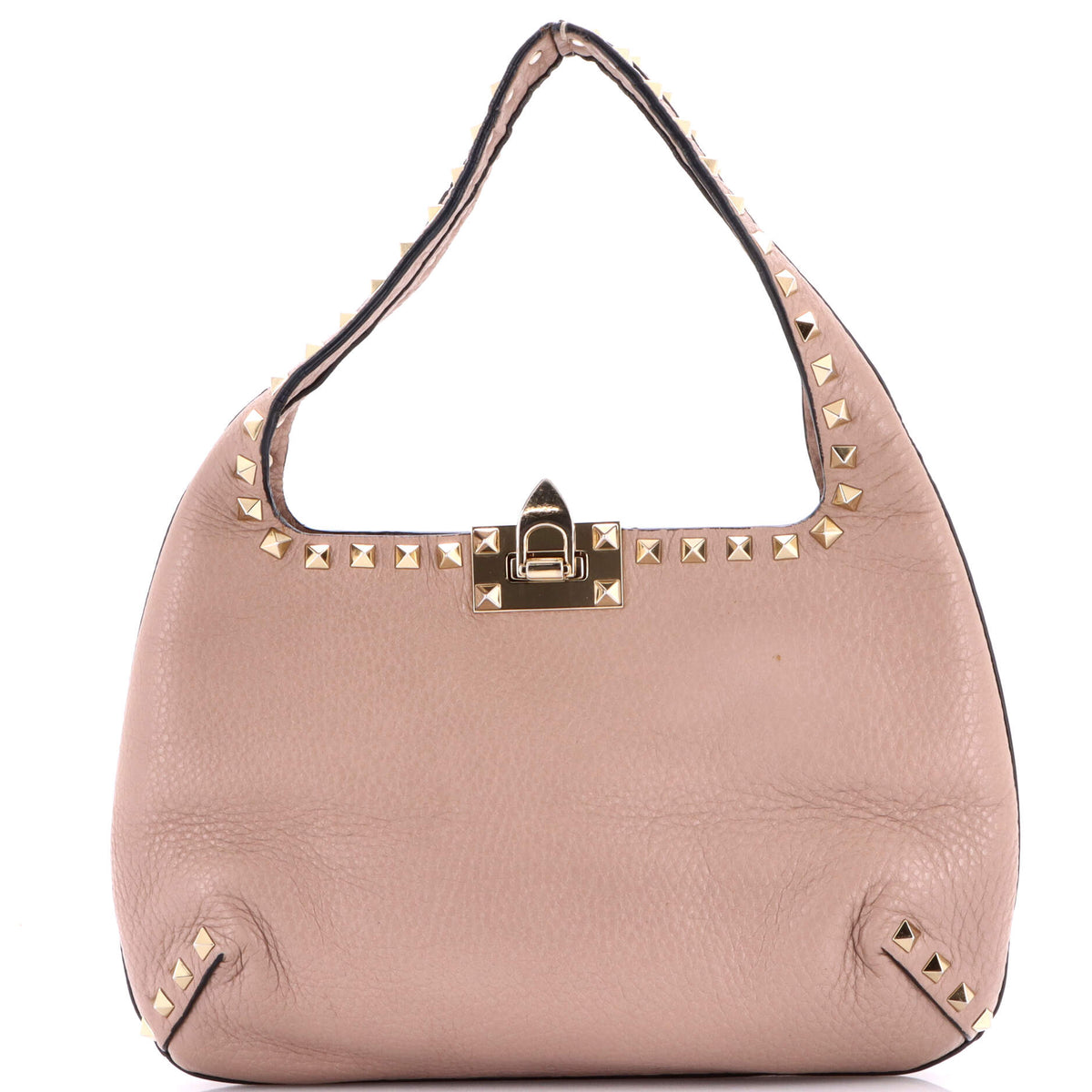 Valentino VALENTINO GARAVANI Rockstud Flip Lock Hobo Leather Small