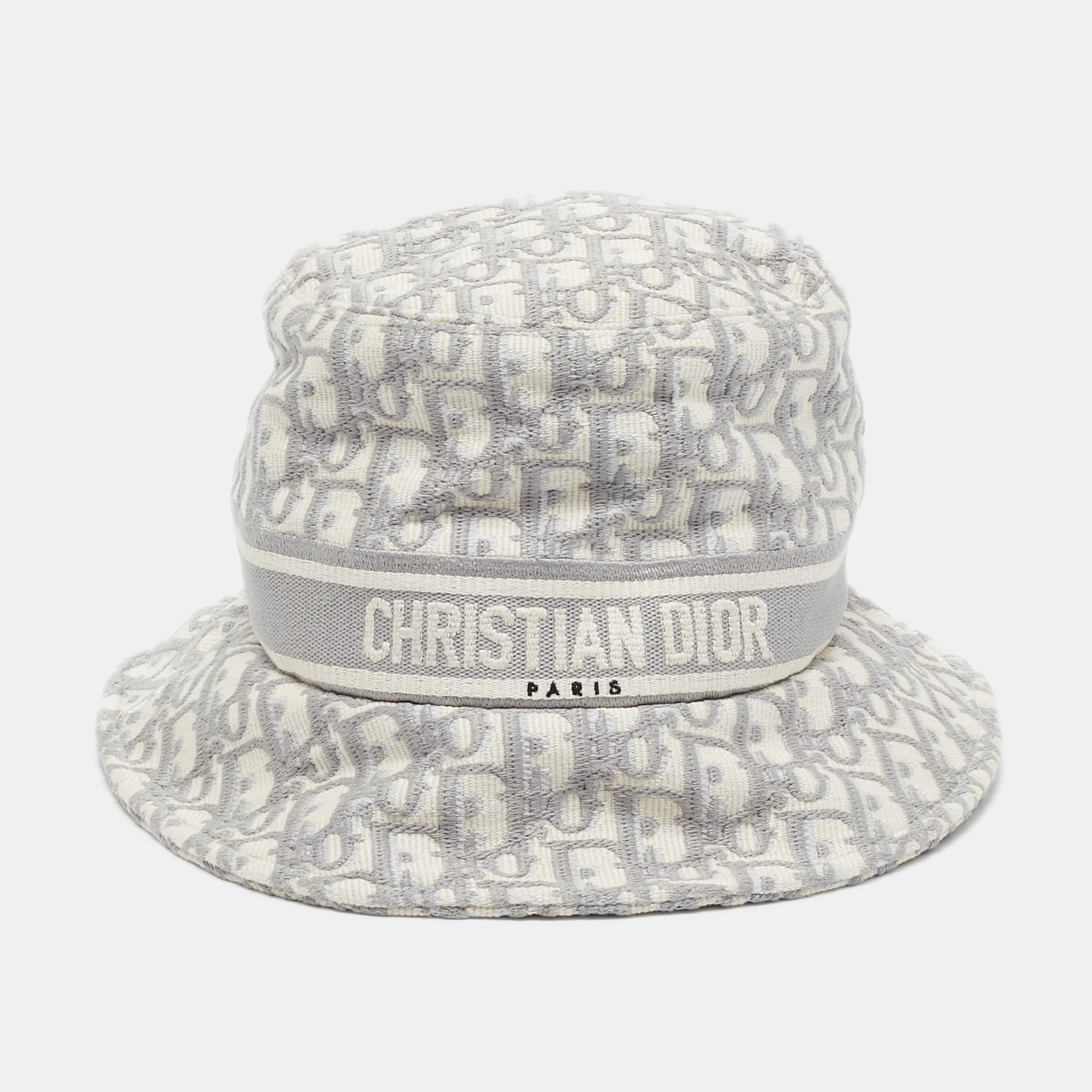 Dior Christian – Grauer, schräger Jacquard-Anglerhut