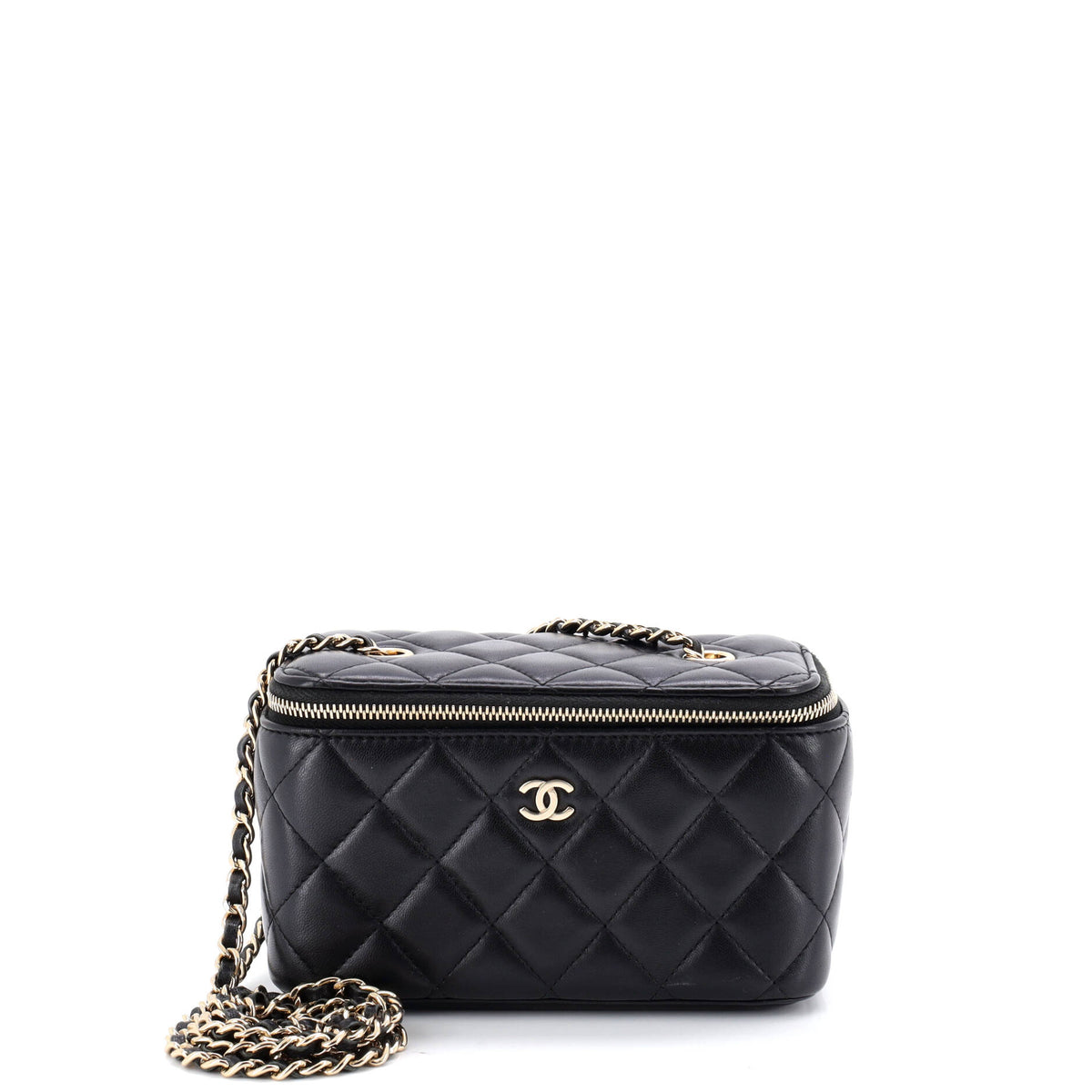 Chanel CHANEL Classic Vanity Case with Chain Quilted Lambskin Small