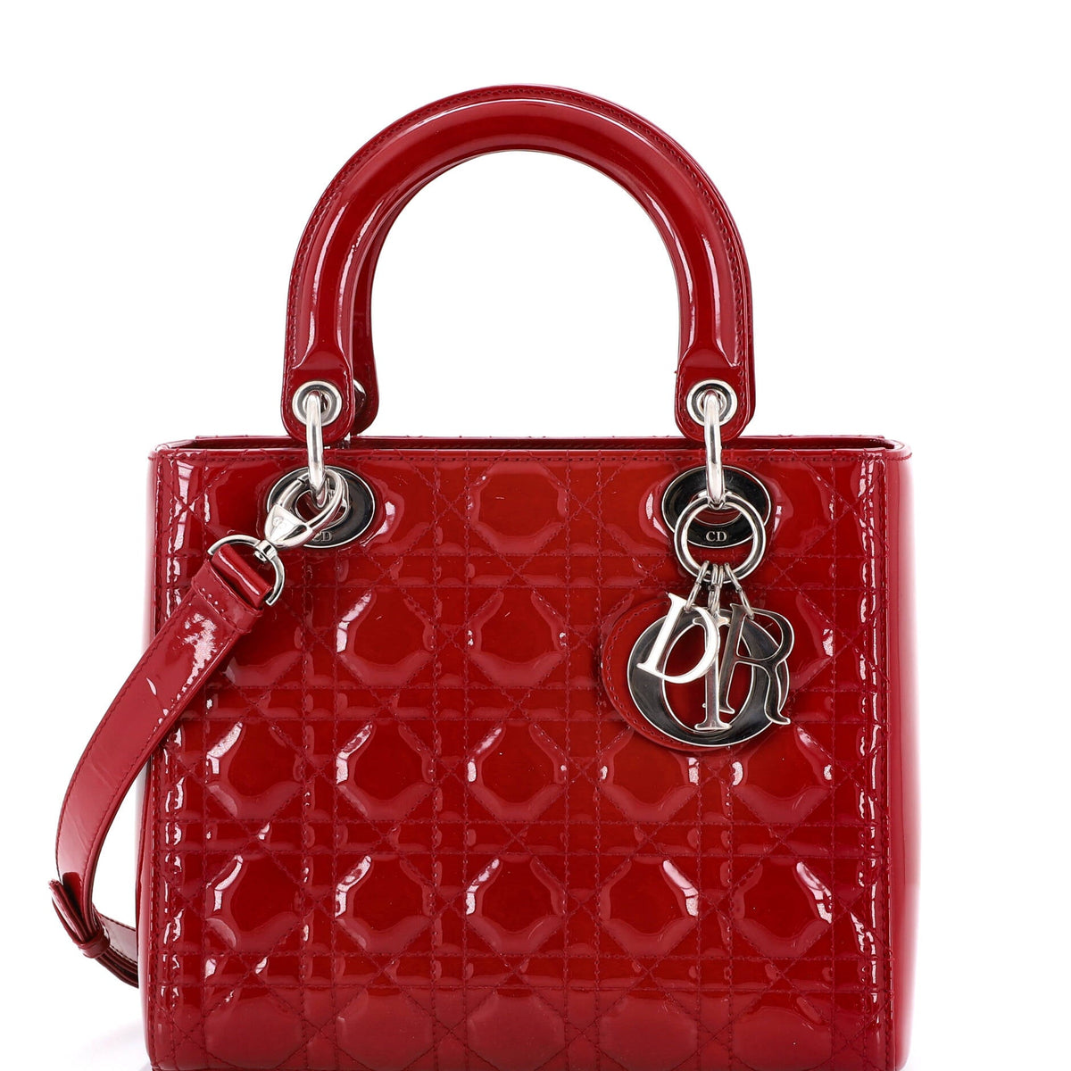 Christian Dior Lady Dior Bag Cannage Quilt Patent Medium