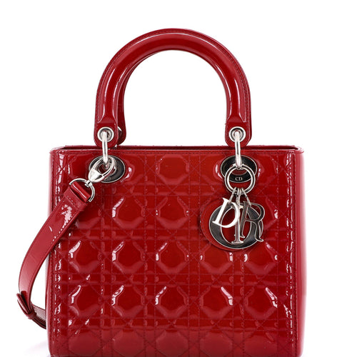 Lady Dior Bag Cannage Quilt Patent Medium