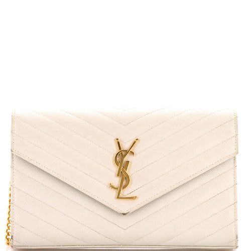 Classic Monogram Wallet on Chain Matelasse Chevron Leather Medium
