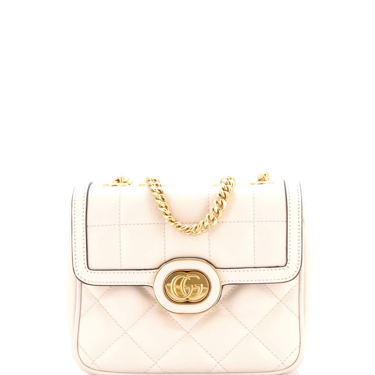 Gucci GUCCI Deco Chain Flap Bag Mixed Matelasse Leather Mini