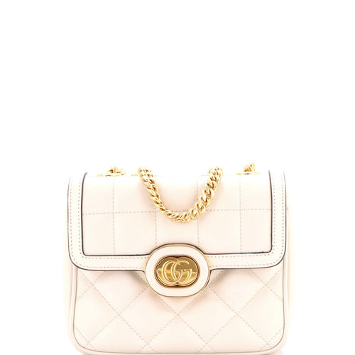 GUCCI Deco Chain Flap Bag Mixed Matelasse Leather Mini