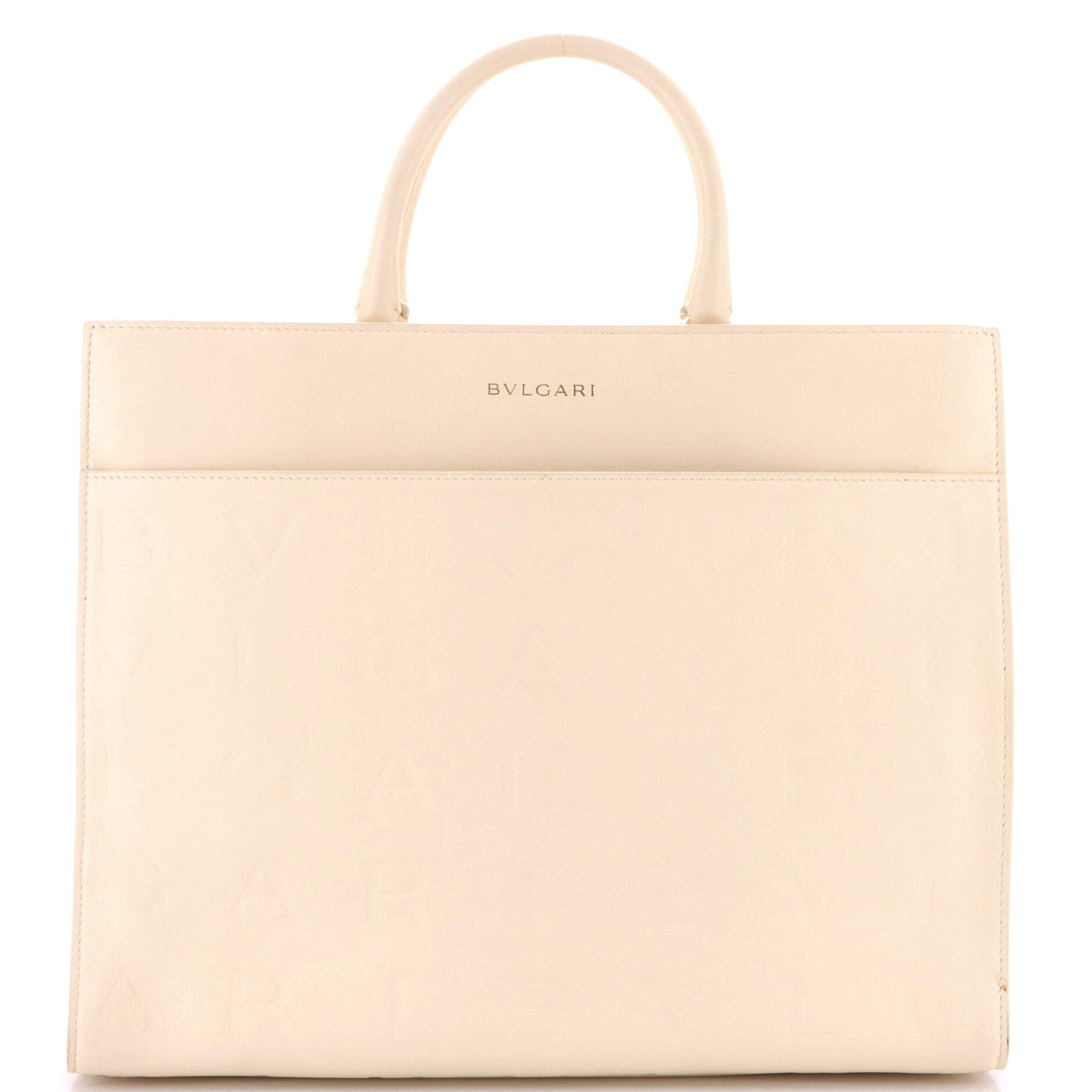 Bvlgari BVLGARI Logo Convertible Tote Embroidered Leather Medium