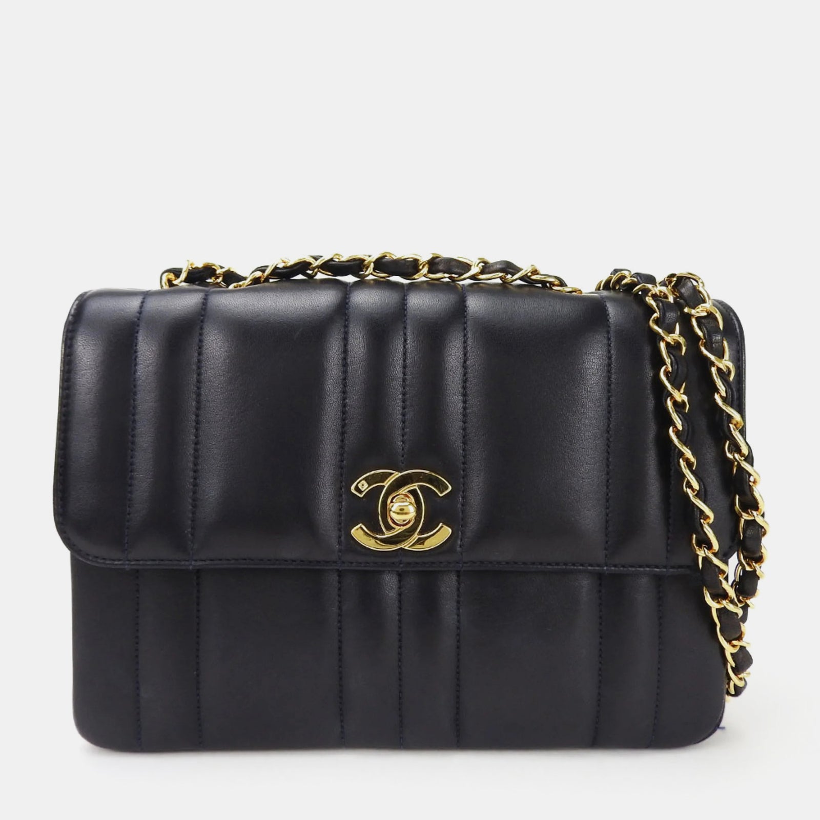 Chanel Black Vertical Quilted Caviar Flap Bag