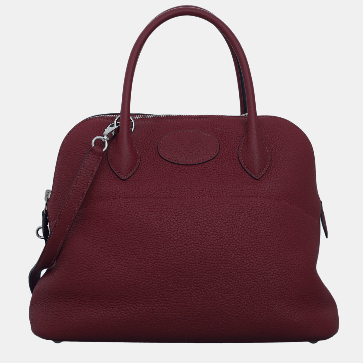 Hermès Rouge Grenat Clemence Leather Bolide 31 Bag