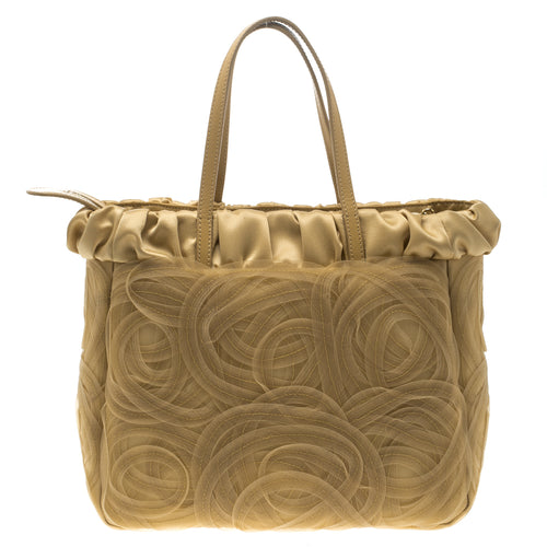 Beige Net and Satin Tote